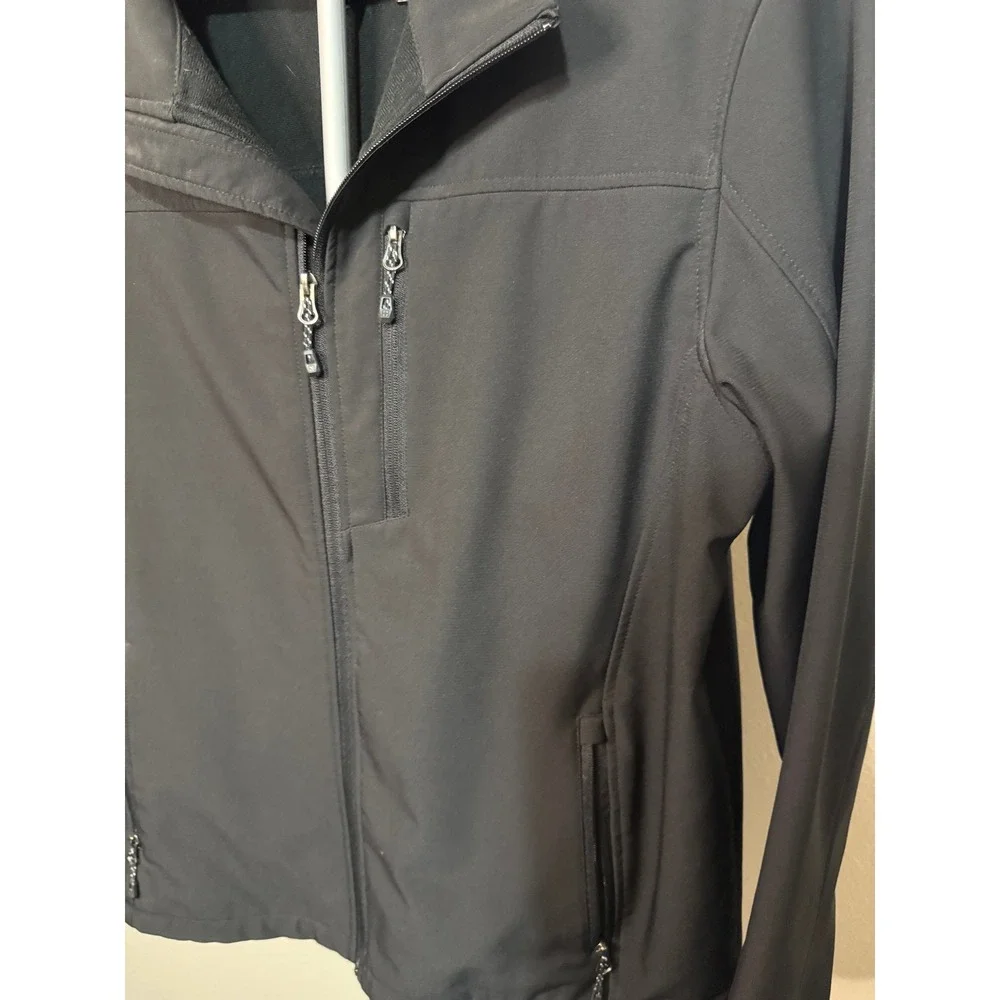 SwissTech Mens Black Softshell Jacket Full Zip Performance Outerwear Large 42-44